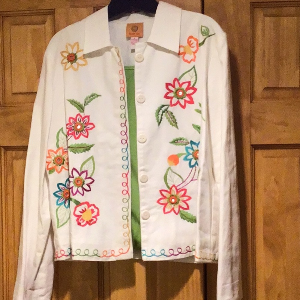 Vintage Ruby Rd Flowered Jean Jacket - image 1